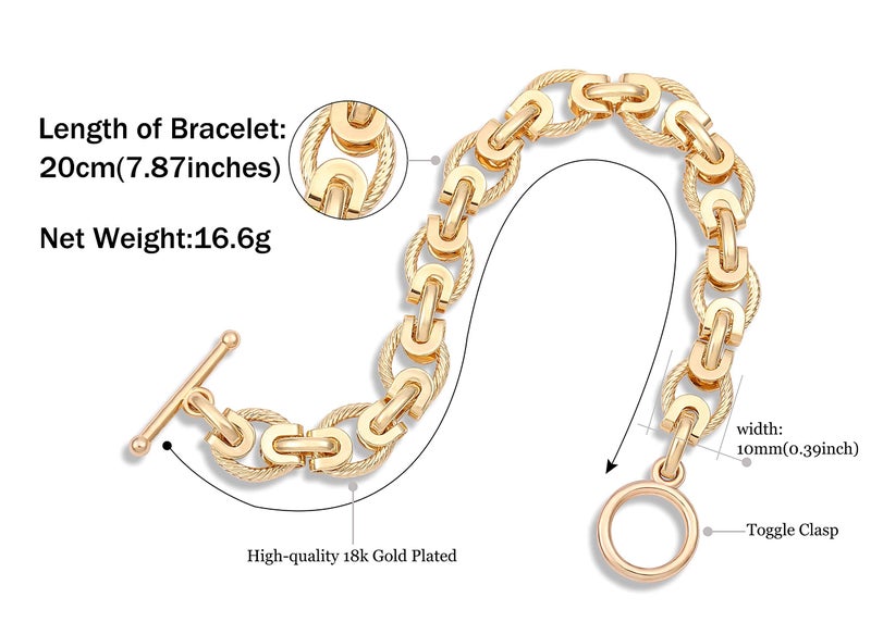 SOFYBJA 18k Gold Plated Personalized Chunky Cuban Oval Link Chain Bracelets for Women Rope Bracelet Handmade Jewelry for Women - Image 3